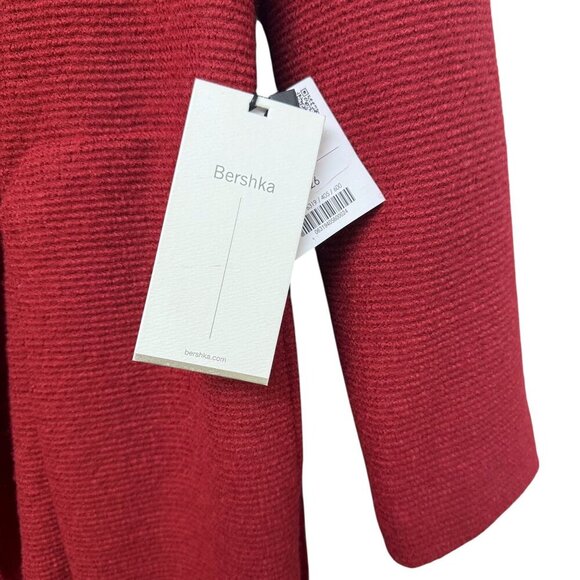 Bershka Womens Coat Size Small Red Wool Blend Waterfall Collar NWT - Picture 10 of 12